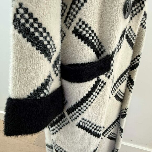 Joseph Ribkoff Checkered Jacket | Vanilla & Black | Style 223952 | Size S/P - Picture 7 of 15